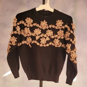 Beautiful and unique Embroidered Floral Detail Knit Sweater